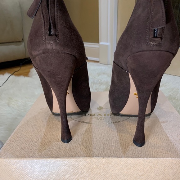 PRADA Suede Ankle Platform Booties - Picture 11 of 16